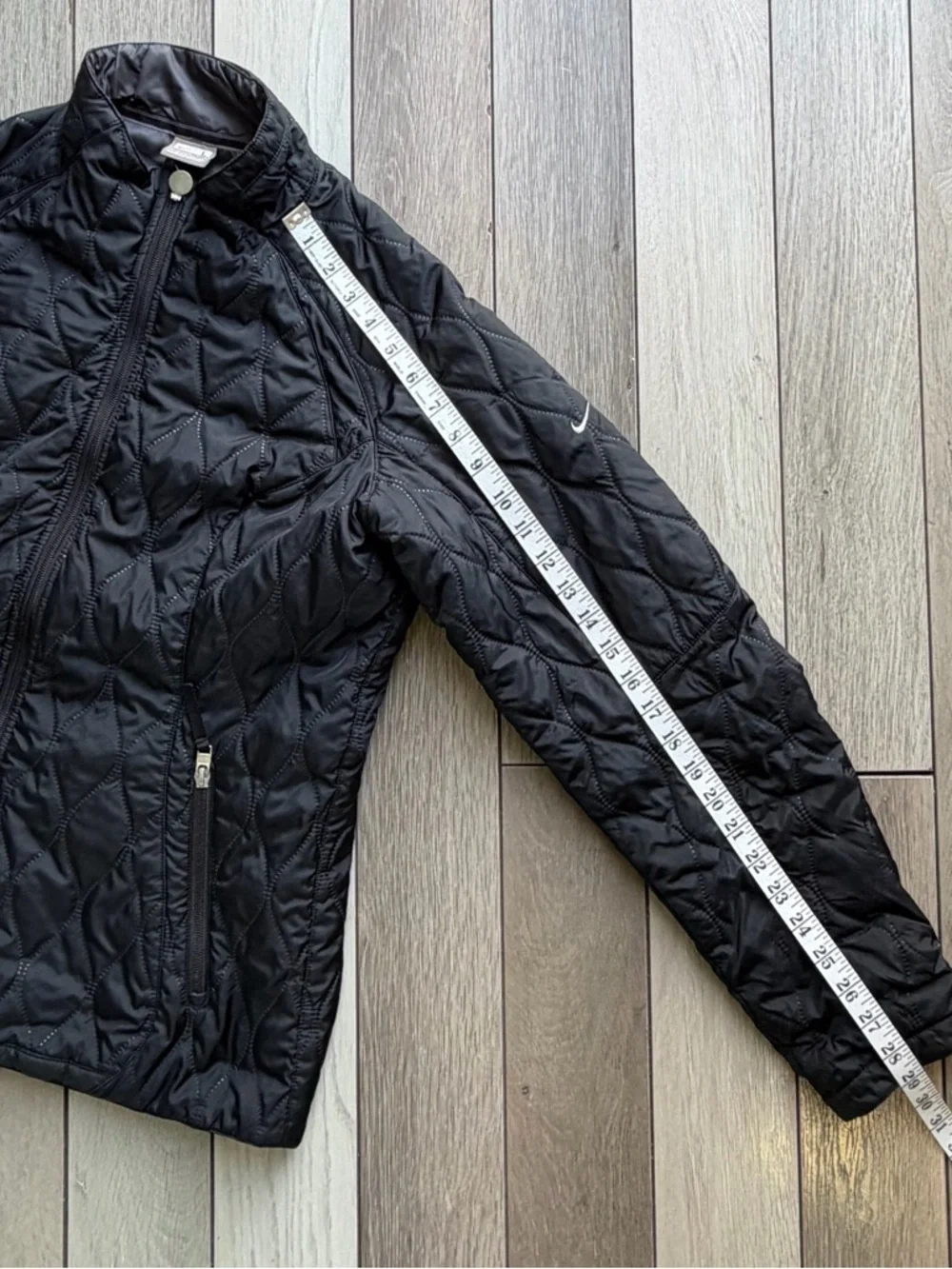Nike Black Quilted Jacket with Logo Zipper Pull (Women’s)